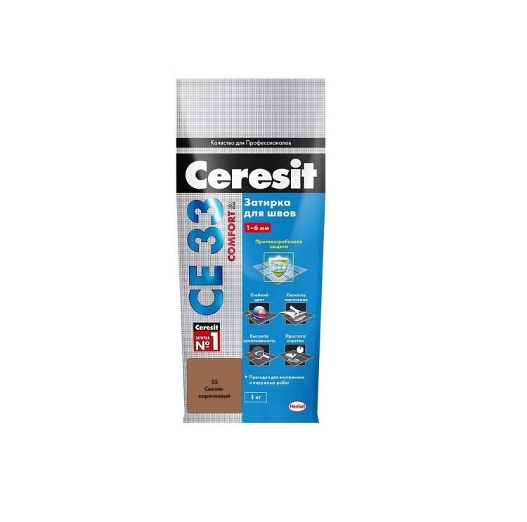 Затирка Ce33 1кг Светло-коричневый Ceresit