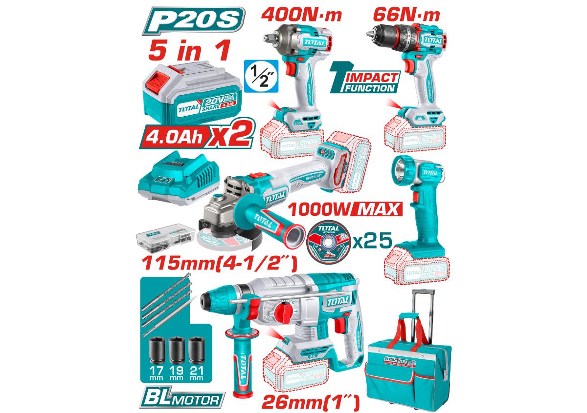 Набор аккумуляторных инструментов 5шт TCKLI20592