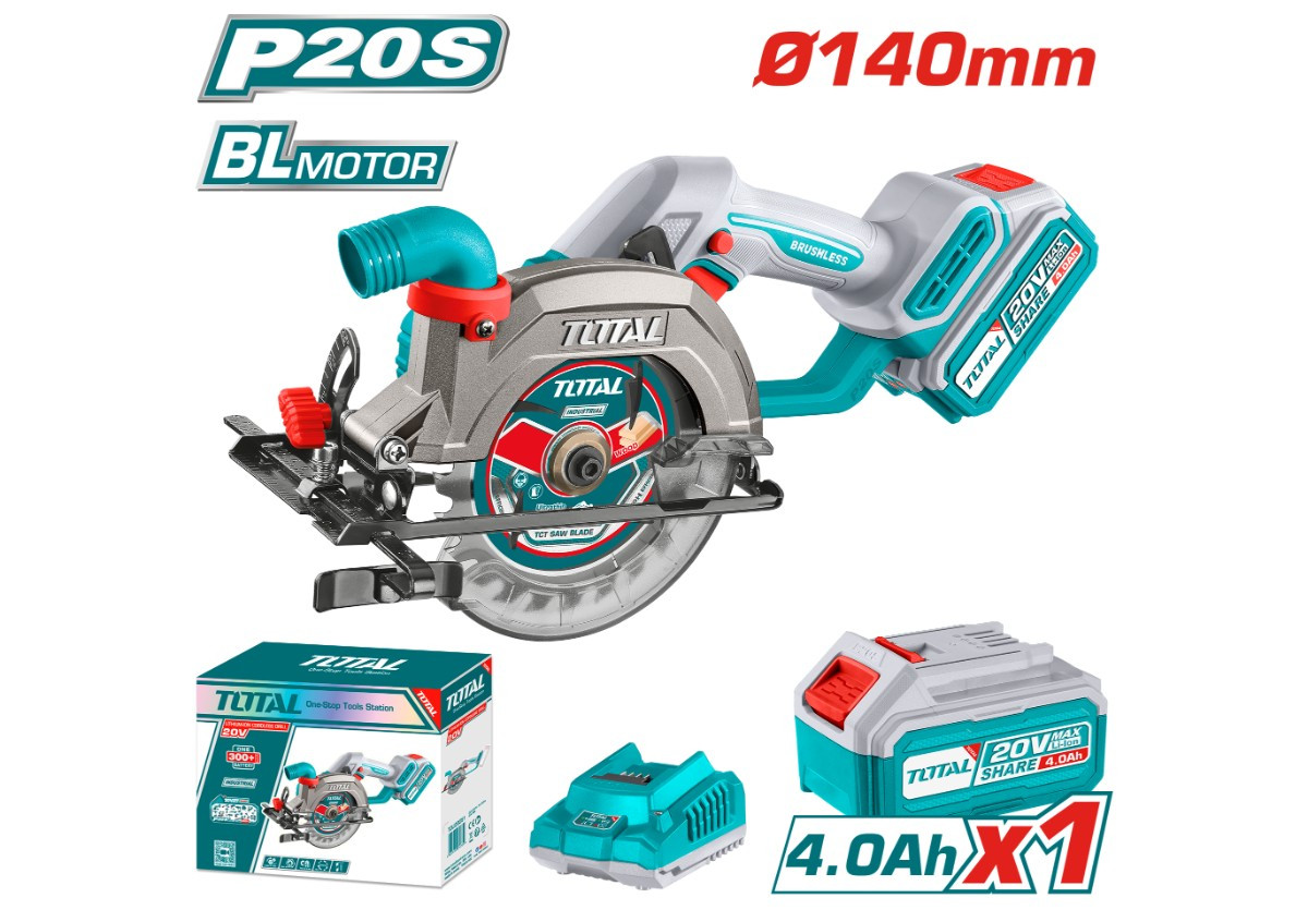 Литий-ионная циркулярная пила 20В TOTAL TSLI14021