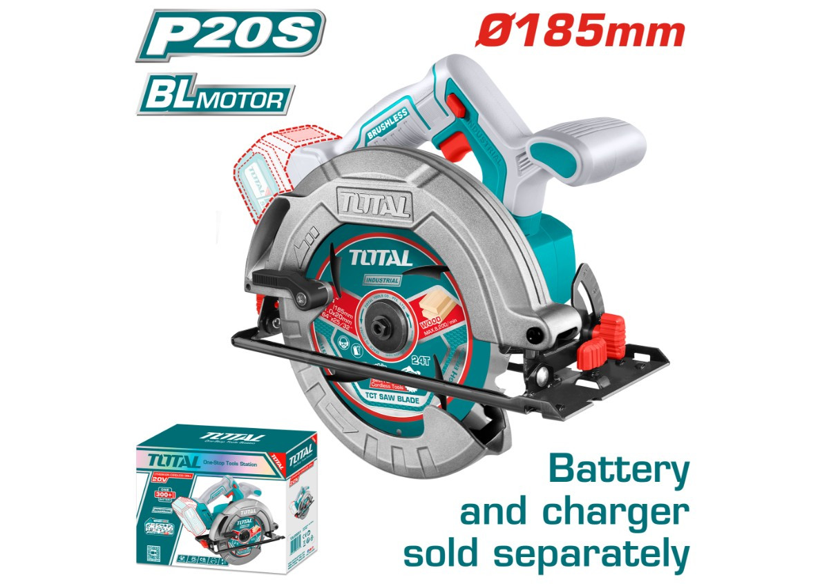 Սկավառակային սղոց մարտկոցային 20Վ 185մմ TOTAL TSLI1851