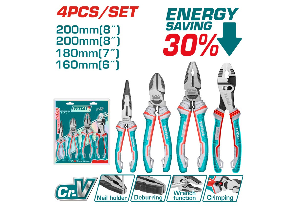 Набор плоскогубцев 4 шт. TOTAL THT2K0458