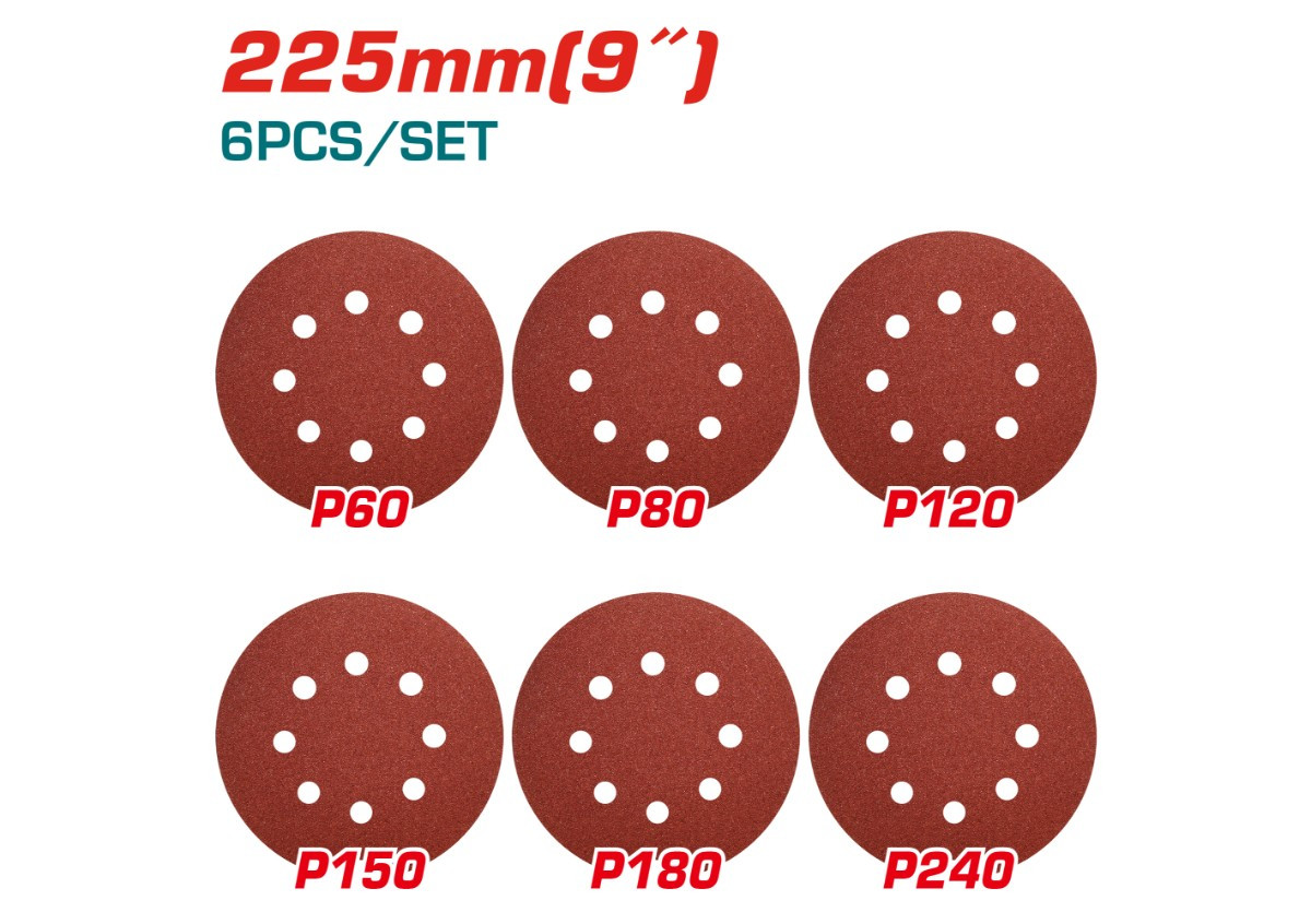 Հղկաթուղթ 225մմ 6կտոր TOTAL TAC732251