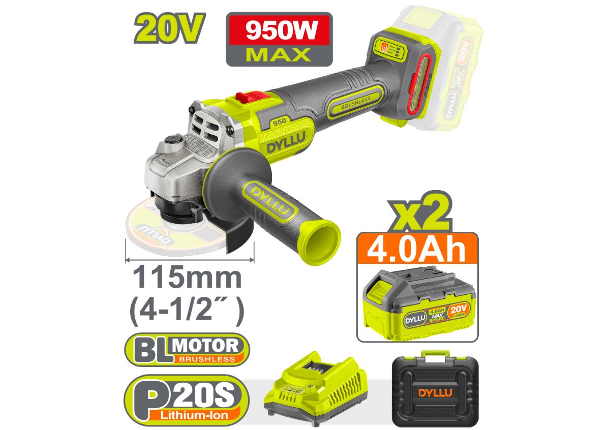 Аккумуляторная угловая шлифовальная машина 20 В 115 мм DYLLU DTLAPB522