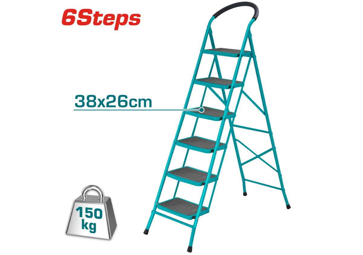 Стремянка  металлическая 6 ступеней TOTAL THLAD09061