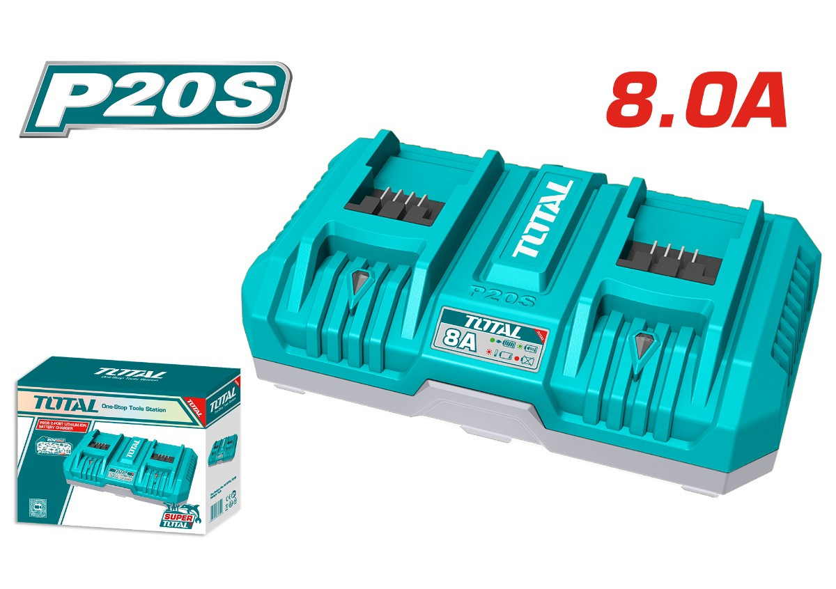 Լիցքավորիչ  20v 8A 2 մարտկոցի համար TOTAL TFCLI2082