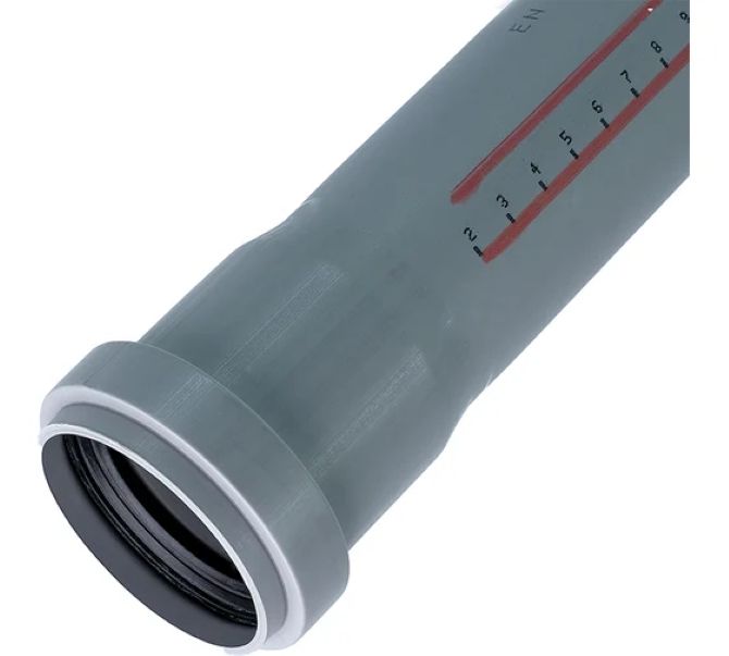 Խողովակ կցորդով մոխրագույն d90*1500մմ OSTENDORF -HTEM