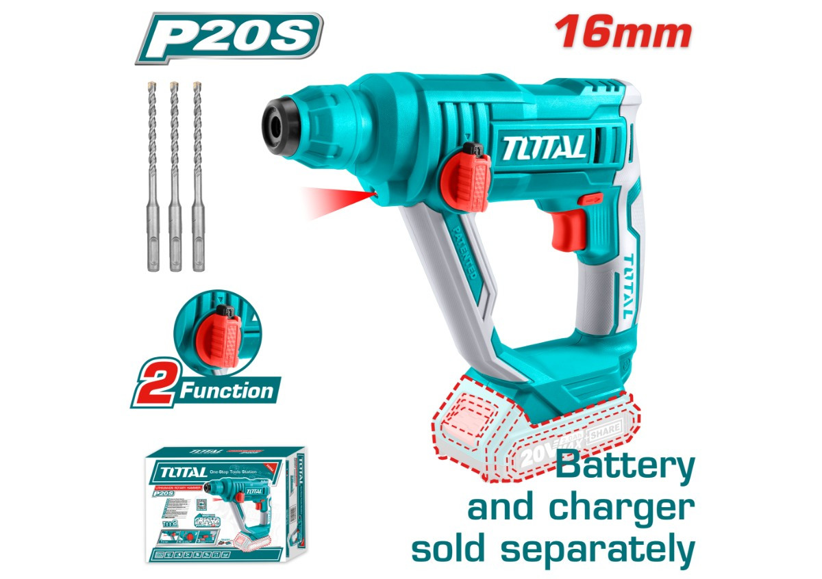 Հորատիչ մարտկոցային 20Վ 1.5Ջ SDS Plus (3 գայլիկոնով)  TRHLI1601 TOTAL