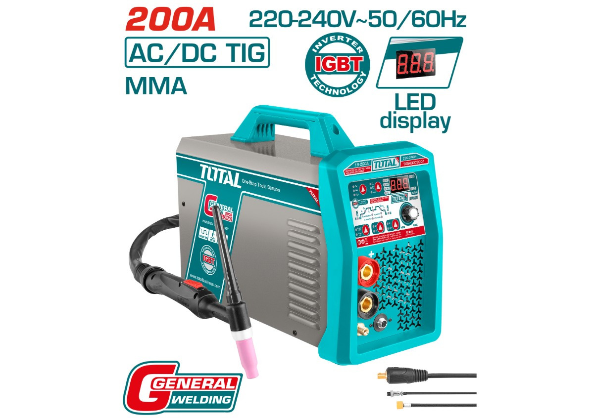 Инвертор AC - DC сварочный аппарат TIG/MMA 200A  TOTAL TIGACDC2001