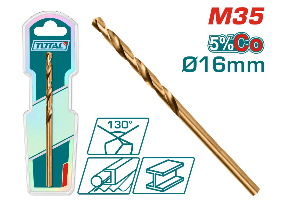 Кобальтовое сверло HSS CO-M35 16 мм TOTAL TAC11216001
