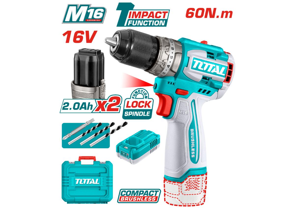 Հարվածային պտուտակադարձիչ մարտկոցային 16Վ 60Նմ TOTAL TIDLI16682