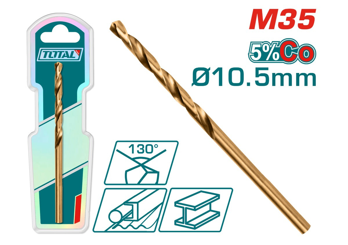 Кобальтовое сверло M35 10.5 мм TOTAL TAC11201051