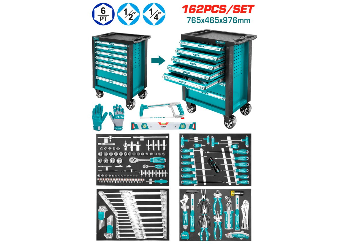 Պահարան Գործիքներով 162կտոր TOTAL THPTCS71621
