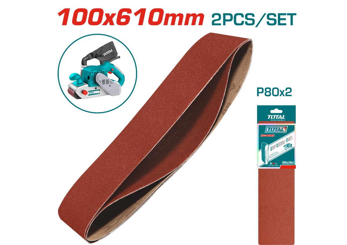 Набор шлифовальных листов 2шт. P80 100x610мм TOTAL TAC750802