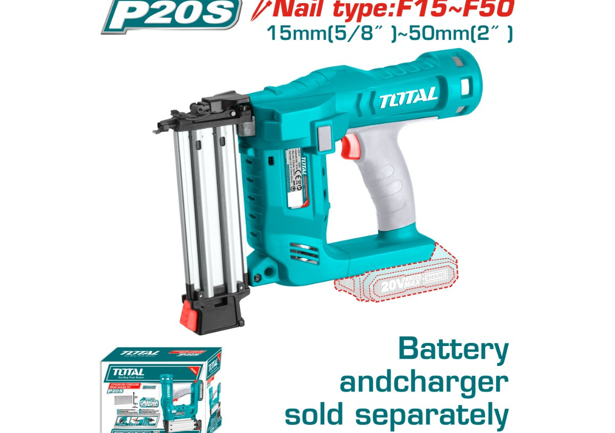 Аккумуляторный гвоздезабиватель 20В TOTAL TCBNLI2028