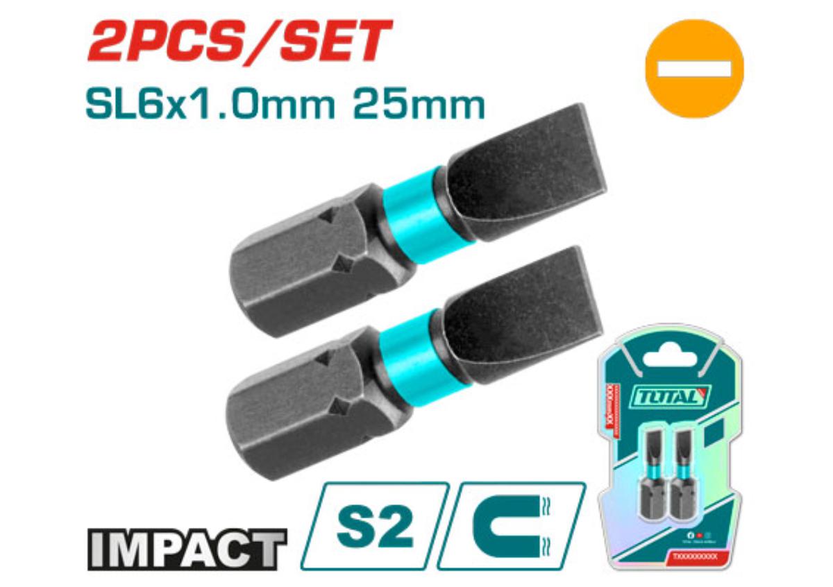 Հարվածային բիթեր պտուտակադարձիչի համար 2 հատ 25մմ TOTAL TACIM71SL625