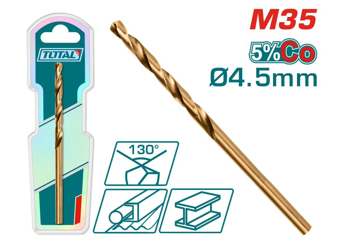 Кобальтовое сверло HSS CO-M35 4.5 мм TOTAL TAC11204501