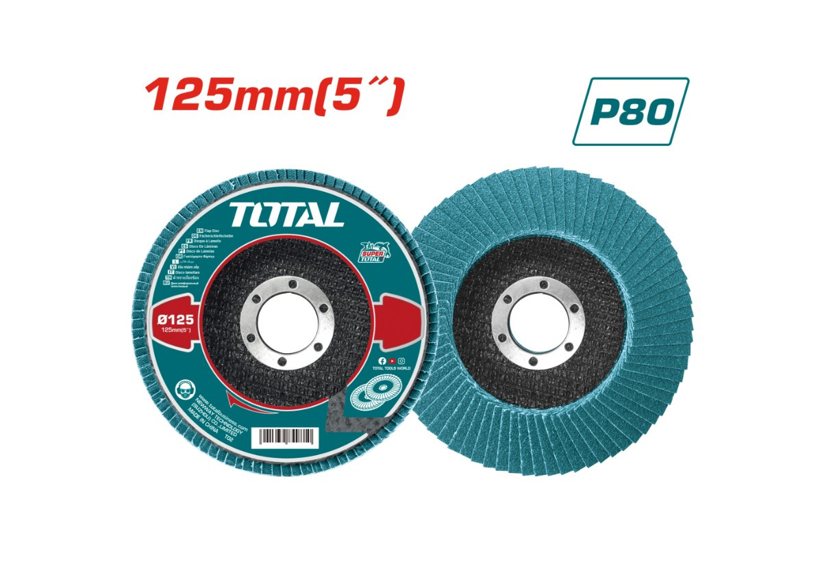 Лепестковый наждачная бумага циркониевая (шкурка)P80 125мм TOTAL TAC641253