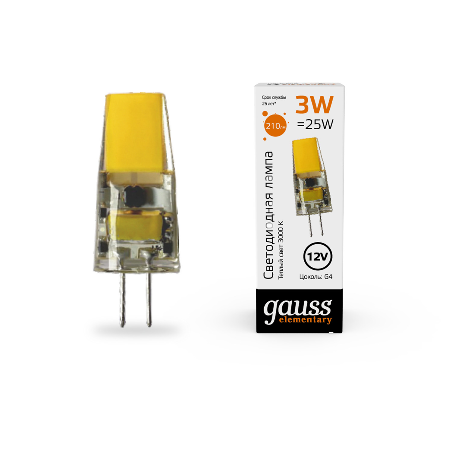 Lամպ G4 Elementary 12V 3W 3000K 210Lm Gauss
